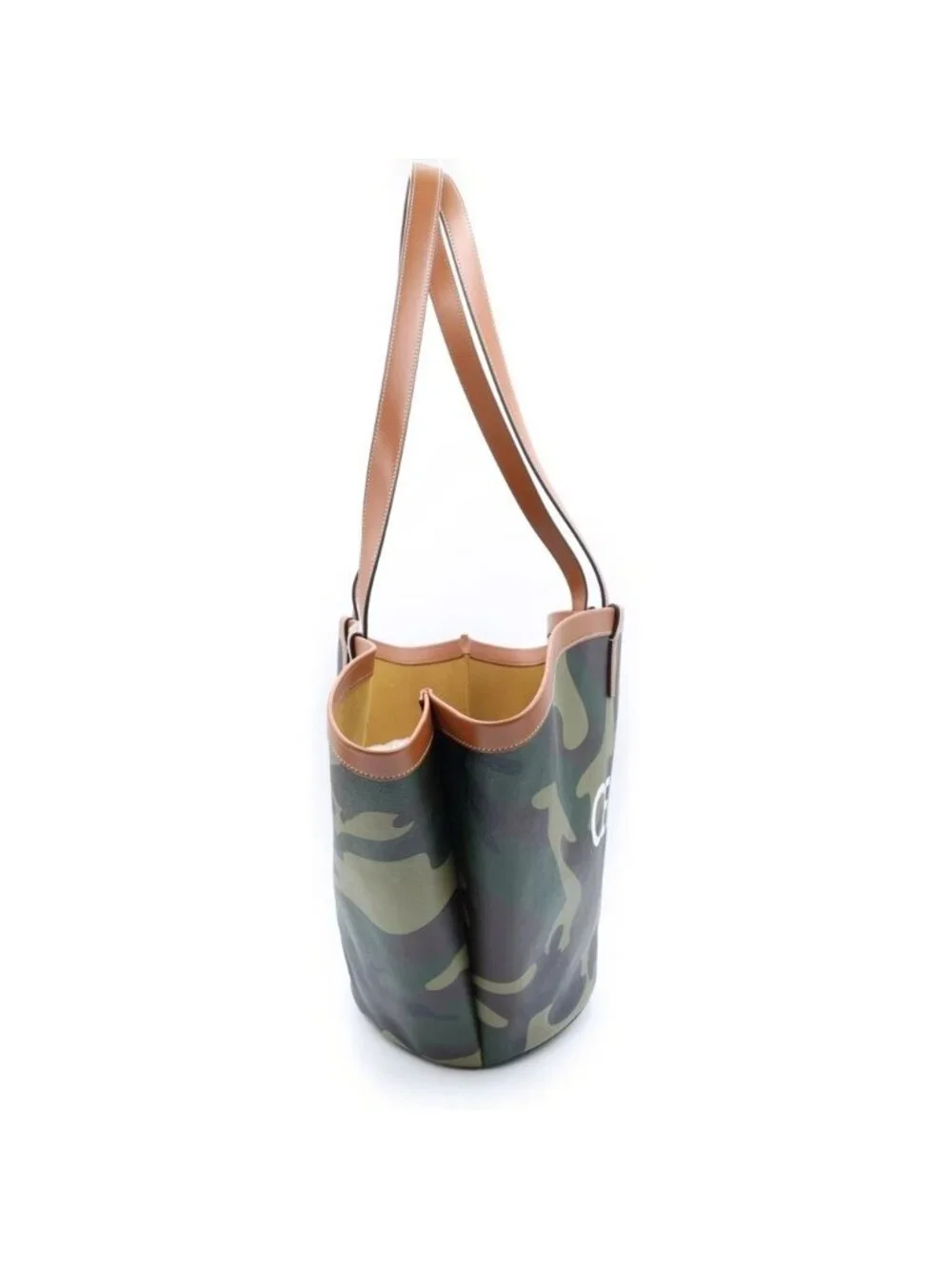 Celine Couffin Large Camouflage Pattern Shoulder Bag Tote Khaki Brown